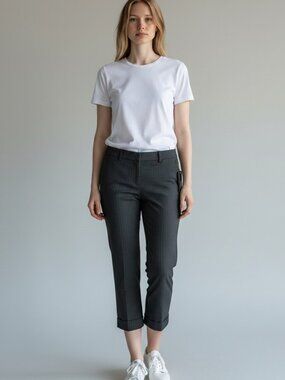 Somme Rolled Stretch Capri Trousers Black Pants Size 4 New With Tag